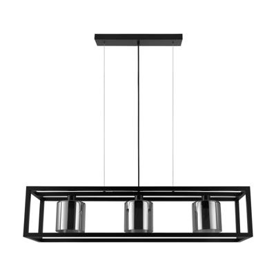 Eglo Hanglamp Brisling staal zwart /glas gestoomd zwart-transparant