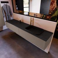 Badkamermeubelset Mondiaz Erin 200 cm met 2 Lades met RIDGE Wastafel Rechts Urban met 1 kraangat Greeploos Mat Smoke - thumbnail