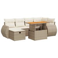 8-delige Loungeset met kussens poly rattan acacia beige - thumbnail