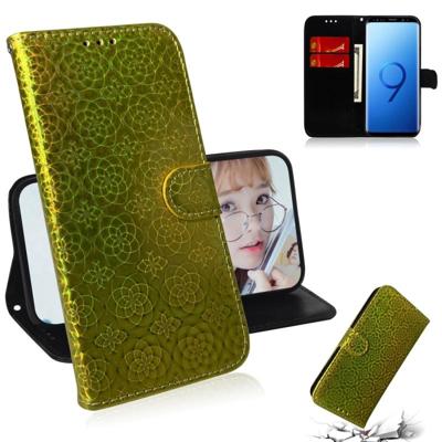 Voor Galaxy S9 effen kleur kleurrijke magnetische Buckle horizontale Flip PU lederen draagtas met houder & kaartsleuven & portemonnee & Lanyard (goud)