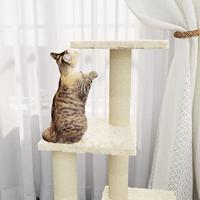 Kattenmeubel met sisal krabpalen 92 cm crmekleurig - thumbnail