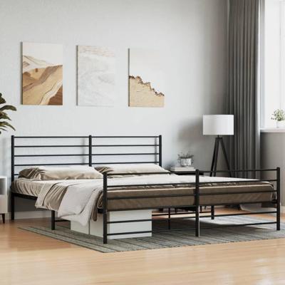 Bedframe met hoofd- en voeteneinde metaal zwart 193x203 cm