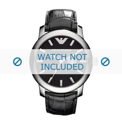 Horlogeband Armani AR0428 Leder Zwart 24mm Horlogeband Armani AR0428 Leder Zwart 24mm