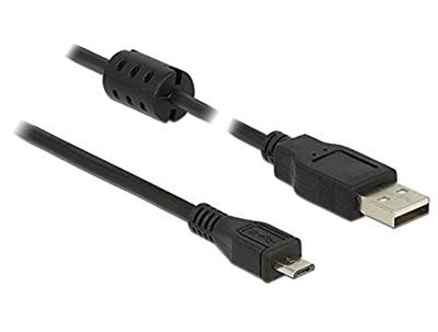 Delock 84902 USB-kabel USB 2.0 USB-A stekker, USB-micro-B stekker 1.50 m Zwart Met Ferrietkern