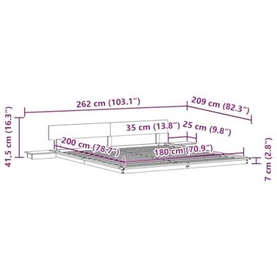 Bedframe met Nachttafels Wit 180x200cm Massief Hout Bedframe met Nachttafels Wit 180x200cm Massief Hout