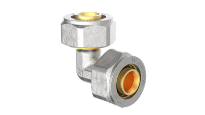 Kirchhoff Messing aansluithoek 90°, vernikkeld, 20 mm, klemkoppeling voor meerlagenbuis - 988906255
