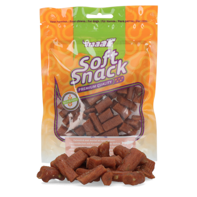 Braaaf Soft Snack Zalmstick met wortel en sperzieboon Braaaf Soft Snack Zalmstick met wortel en sperzieboon