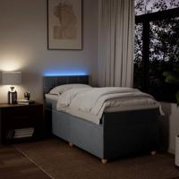 Boxspring met matras stof lichtgrijs 90x190 cm - thumbnail