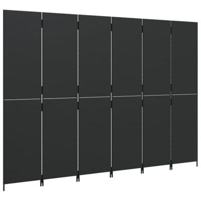 Kamerscherm 6 panelen poly rattan zwart