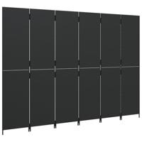 Kamerscherm 6 panelen poly rattan zwart - thumbnail