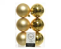 6 kerstballen licht goud 80 mm KSD - Ksd - thumbnail