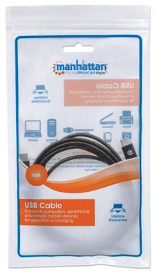 Manhattan USB-kabel USB 3.2 Gen1 USB-C stekker, USB-C stekker 1.00 m Zwart Stekker past op beide manieren 355223