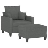Fauteuil met voetenbank 60 cm stof donkergrijs - thumbnail