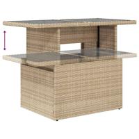 7-delige Loungeset met kussens poly rattan beige - thumbnail