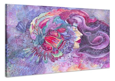 Schilderij - Kleurrijke Vrouw, Lichte kleuren, Premium Print