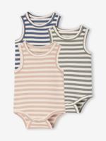 Set van 3 mouwloze baby body's van biologisch katoen blauw - thumbnail