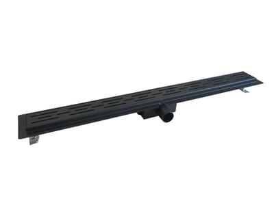 Douchegoot Zwart Wiesbaden Met Flens Uitneembaar Sifon 100x7cm 6.7cm Diep Mat Zwart