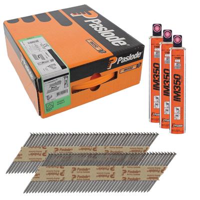 Paslode 34° Papier Gebonden Stripnagels IM350 | D-kop | 2,8x51 mm | Blank | Ring | +3x Gas VE=3300 - 141202