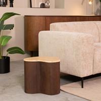 LABEL51 Bijzettafel Davi - Espresso - Travertin - 40 cm - thumbnail