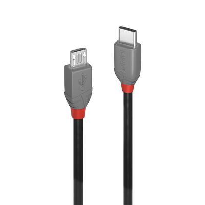 Lindy 36891 1m USB C Micro-USB B Mannelijk Mannelijk Zwart, Grijs USB-kabel