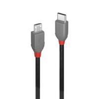 Lindy 36891 1m USB C Micro-USB B Mannelijk Mannelijk Zwart, Grijs USB-kabel - thumbnail