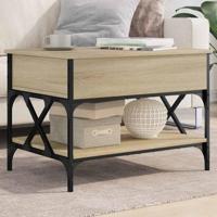 Salontafel 70x50x50 cm bewerkt hout en metaal sonoma eikenkleur - thumbnail