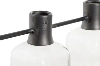 Vaas DKD Home Decor Zwart Natuurlijk Metaal Kristal Paulownia hout 49 x 11 x 27 cm (3 Onderdelen)