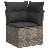 8-delige Loungeset met kussens poly rattan grijs - thumbnail