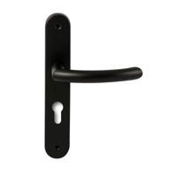 Hardbrass Deurkruk Helsinki op ovaal langschild profielcilindergat 72mm - zwart - thumbnail