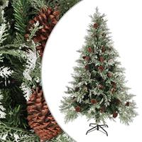 VidaXL Kerstboom met dennenappels 120 cm pvc en pe groen en wit - thumbnail