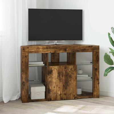 Hoek LED TV Kast Gerookt eiken 105 x 40 x 68 cm Bewerkt hout