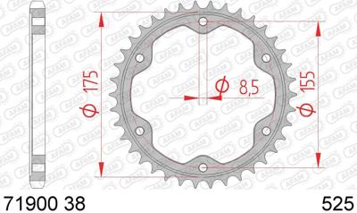AFAM Chain wheel 525 38z steel black