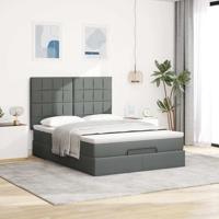 Ottoman bed met matras en LED's 140x200cm stof donkergrijs - thumbnail