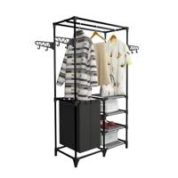 VidaXL Kledingrek 87x44x158 cm staal en ongeweven stof zwart - thumbnail