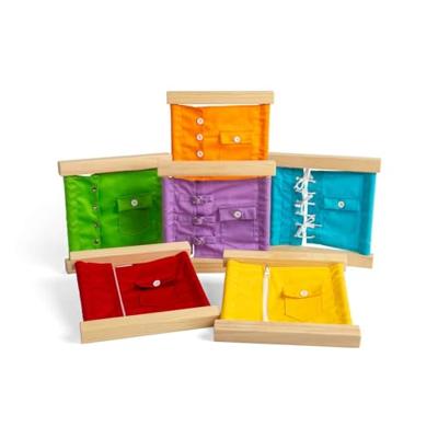 Bigjigs houten sluitingen- en knopenframes, 6dlg.