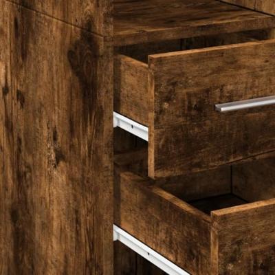 Hoge kast 50x42,5x185 cm bewerkt hout gerookt eikenkleurig