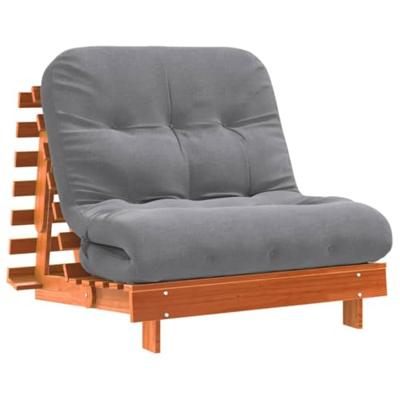 Futon slaapbank met matras 80x206x11 cm grenenhout wasbruin - thumbnail