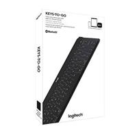 Logitech Keys-To-Go Draadloos Bluetooth Keyboard voor iPhone, iPad, Smartphone, Tablet, Windows, Apple TV, Ultra-Dun, Ultra-Licht, Sneltoetsen, QWERTY UK Layout - Zwart - thumbnail