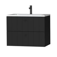 Tiger Maryport Meubelset 80 cm met 2 lades Mat zwart incl Quadro wastafel Hoogglans wit - 1496018915 - thumbnail