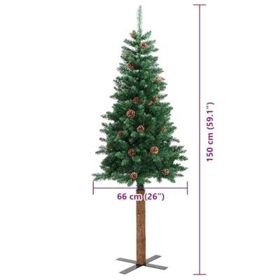 VidaXL Slanke kerstboom groen 150 cm pvc en massief dennenhout VidaXL Slanke kerstboom groen 150 cm pvc en massief dennenhout