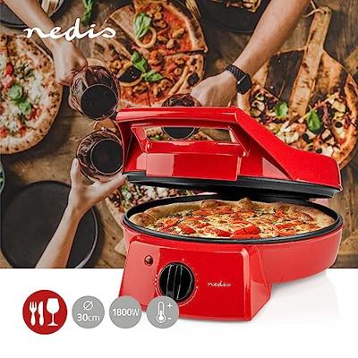 Nedis Pizzamaker en Grill | 30 cm | Regelbare temperatuur | 1800 W | 1 stuks - FCPM100FRD FCPM100FRD