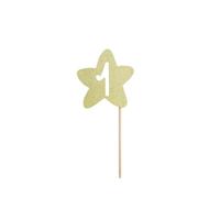 Cake Topper &apos;1&apos; Ster Goud - 6 stuks - thumbnail