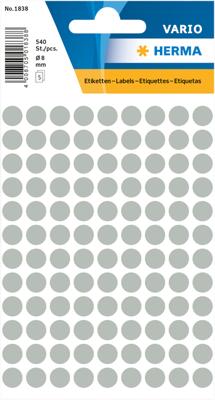 Etiket herma 1838 rond 8mm grijs 540st Etiket herma 1838 rond 8mm grijs 540st