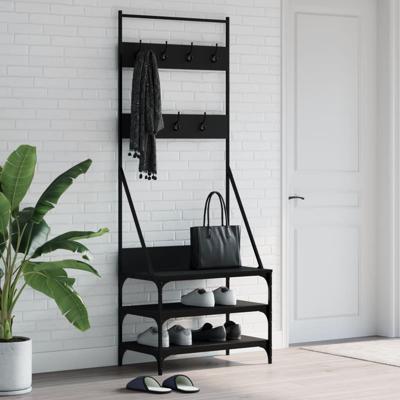 VidaXL Kledingrek met schoenenrek 70x40x184 cm zwart