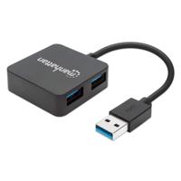 Manhattan Manhattan USB-A 4-Port Hub, 4x USB-A Ports, 5 Gbps (USB 3.2 Gen1 aka USB 3.0) 162296 USB-hub 4 poorten USB-A USB 3.0 5 GBit/s Zwart - thumbnail