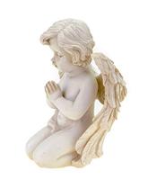 Knielende engel van poly, wit (B/H/D) 11x14x7 cm - thumbnail