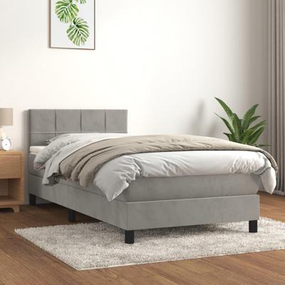 Boxspring met matras fluweel lichtgrijs 90x190 cm