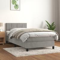 Boxspring met matras fluweel lichtgrijs 90x190 cm - thumbnail