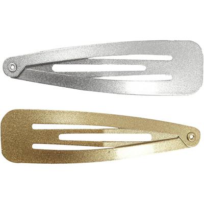 Creativ Company Haarspeld, l: 66 mm, b: 17 mm, goud, zilver, 4 stuk/ 1 doos