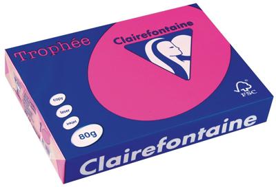 Clairefontaine Trophée Intens, gekleurd papier, A4, 80 g, 500 vel, fluo roze